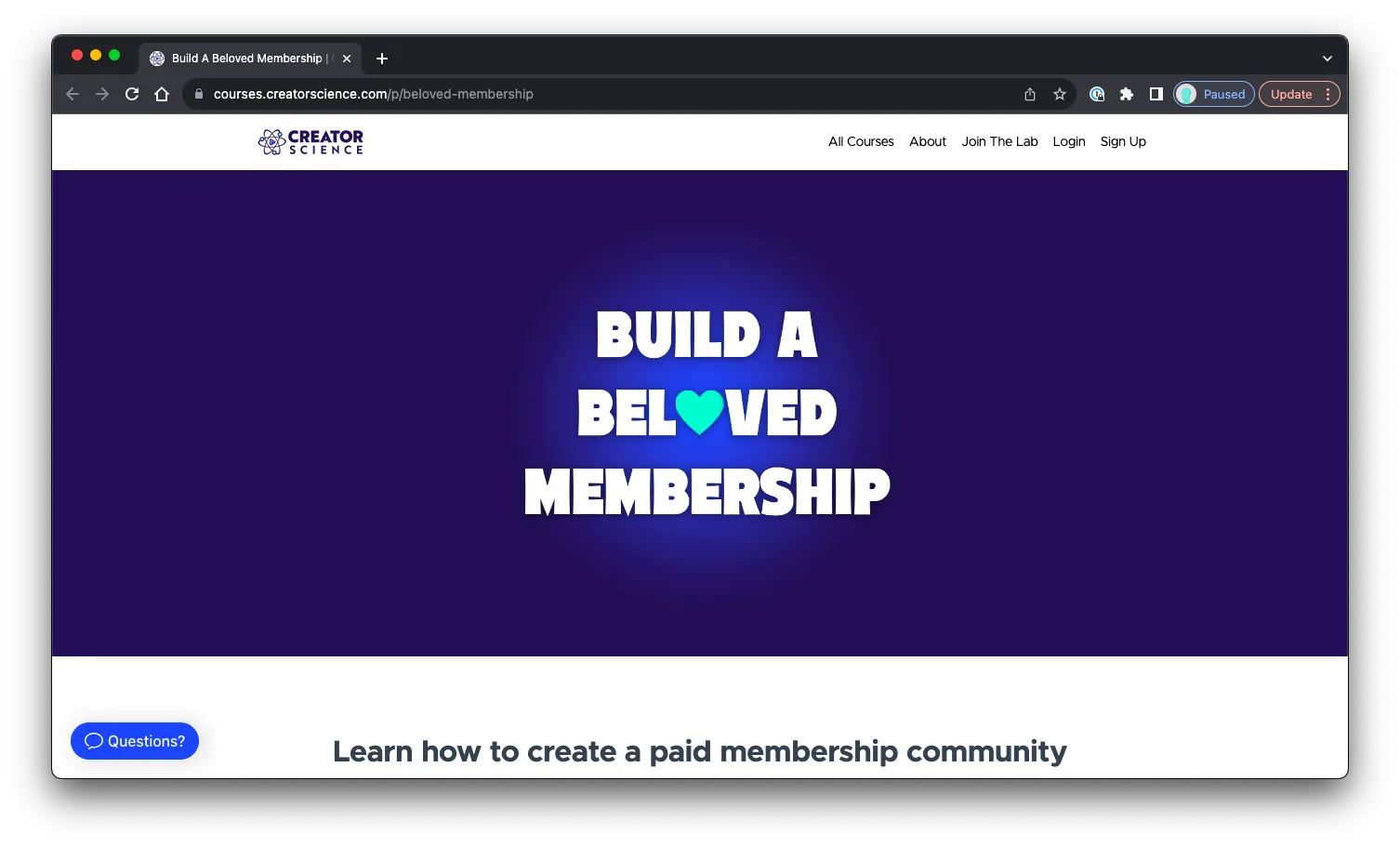 Build A Beloved Membership: Sales Page Preview
