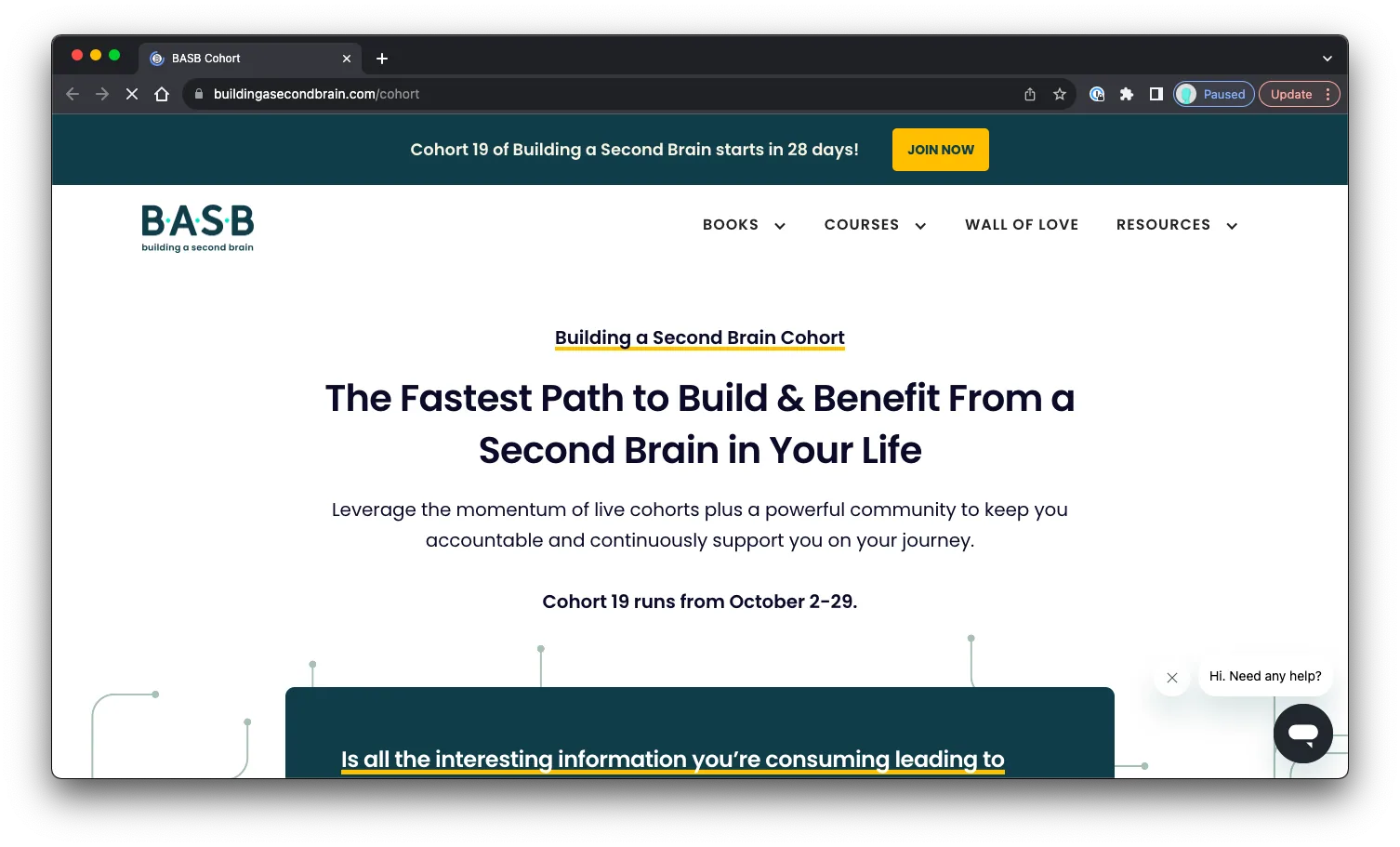 Build a Second Brain (CBC): Sales Page Preview