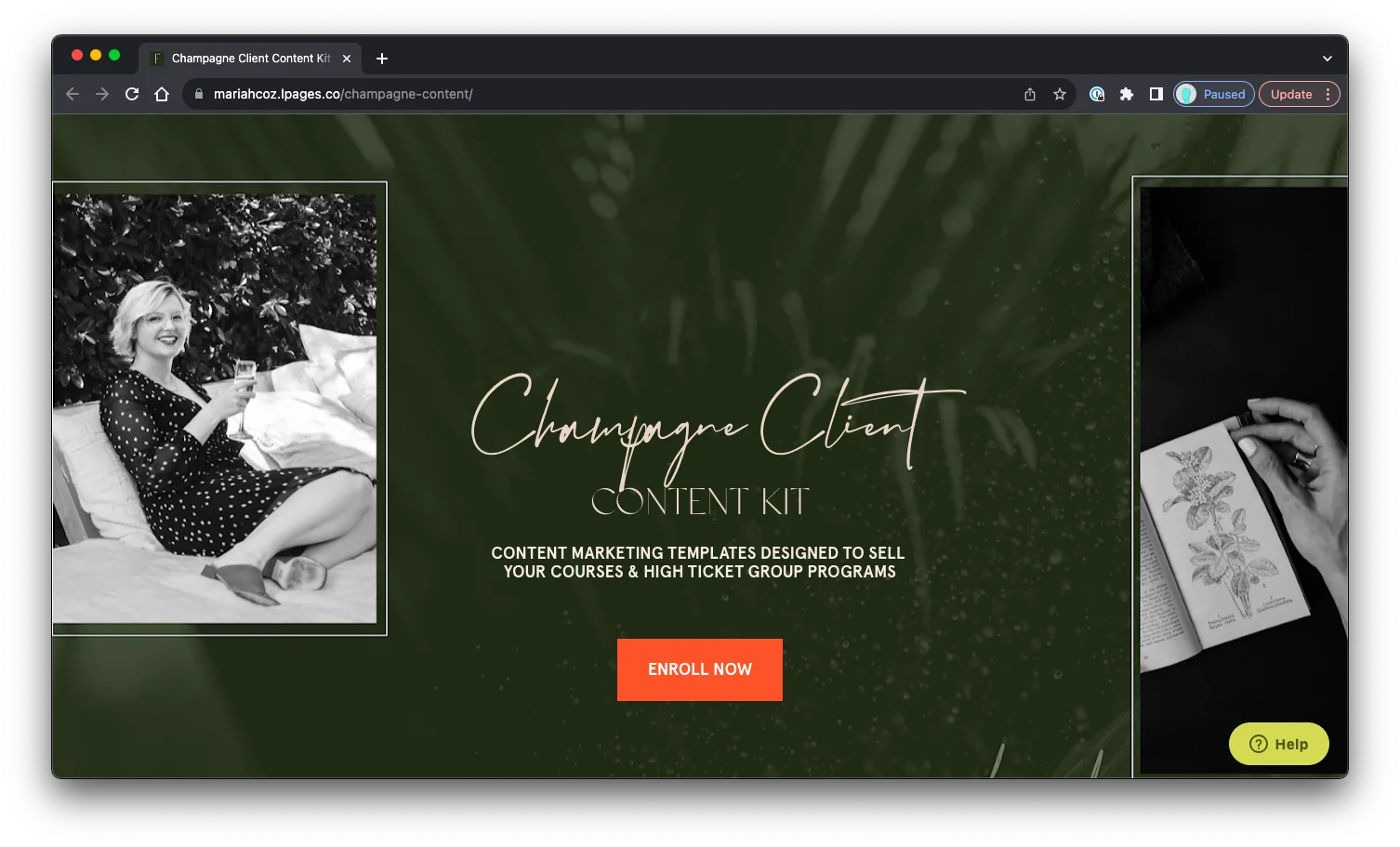 Champagne Client Content Kit: Sales Page Preview