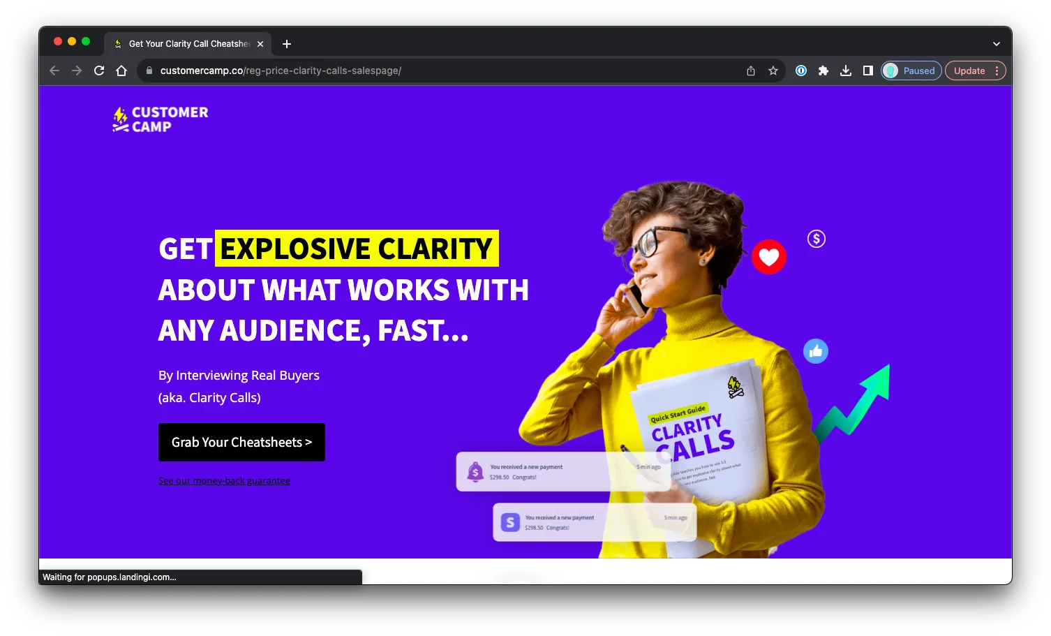 Clarity Call Cheatsheets: Sales Page Preview