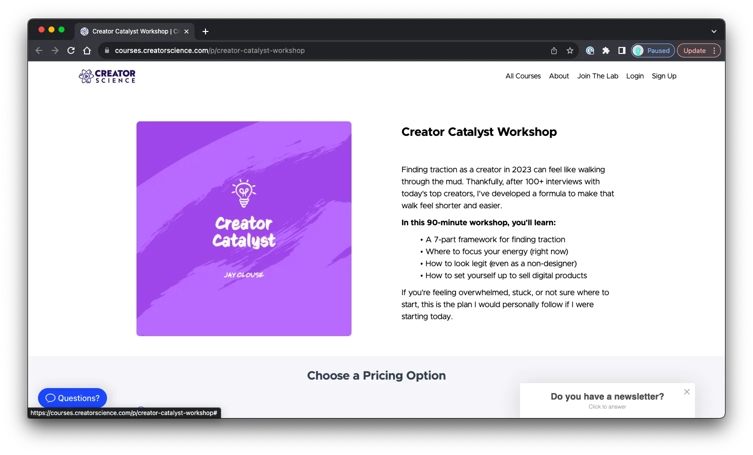 Creator Catalyst: Sales Page Preview