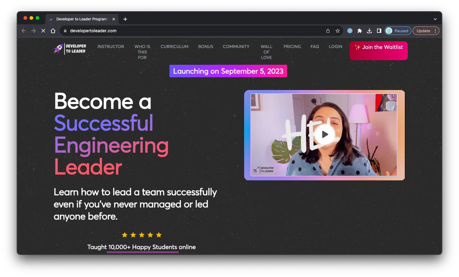 Developer to Leader: Sales Page Preview