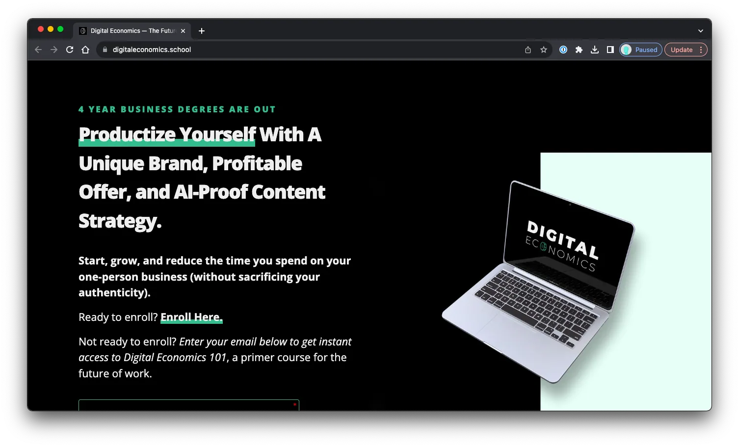 Digital Economics: Sales Page Preview