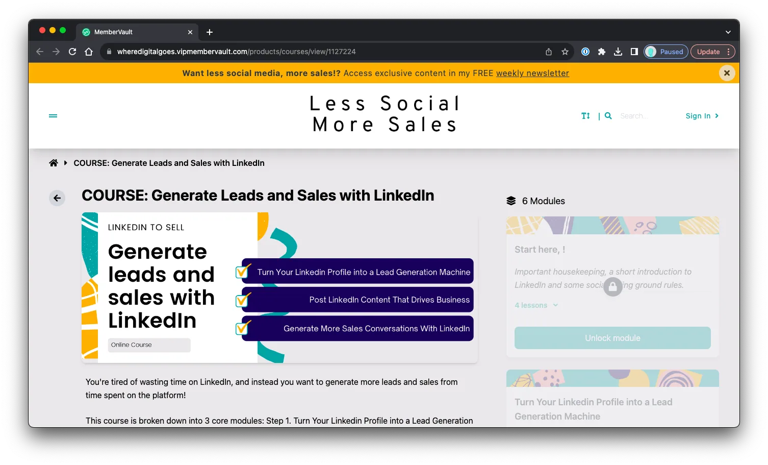 Generate Leads and Sales with LinkedIn: Sales Page Preview
