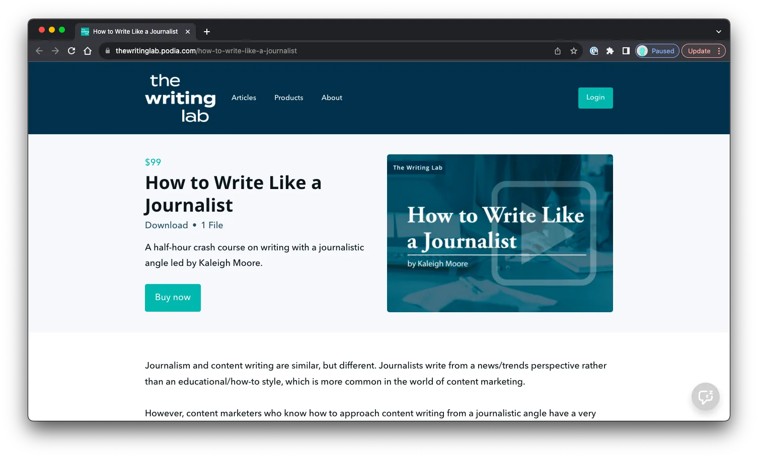 How To Write Like A Journalist: Sales Page Preview