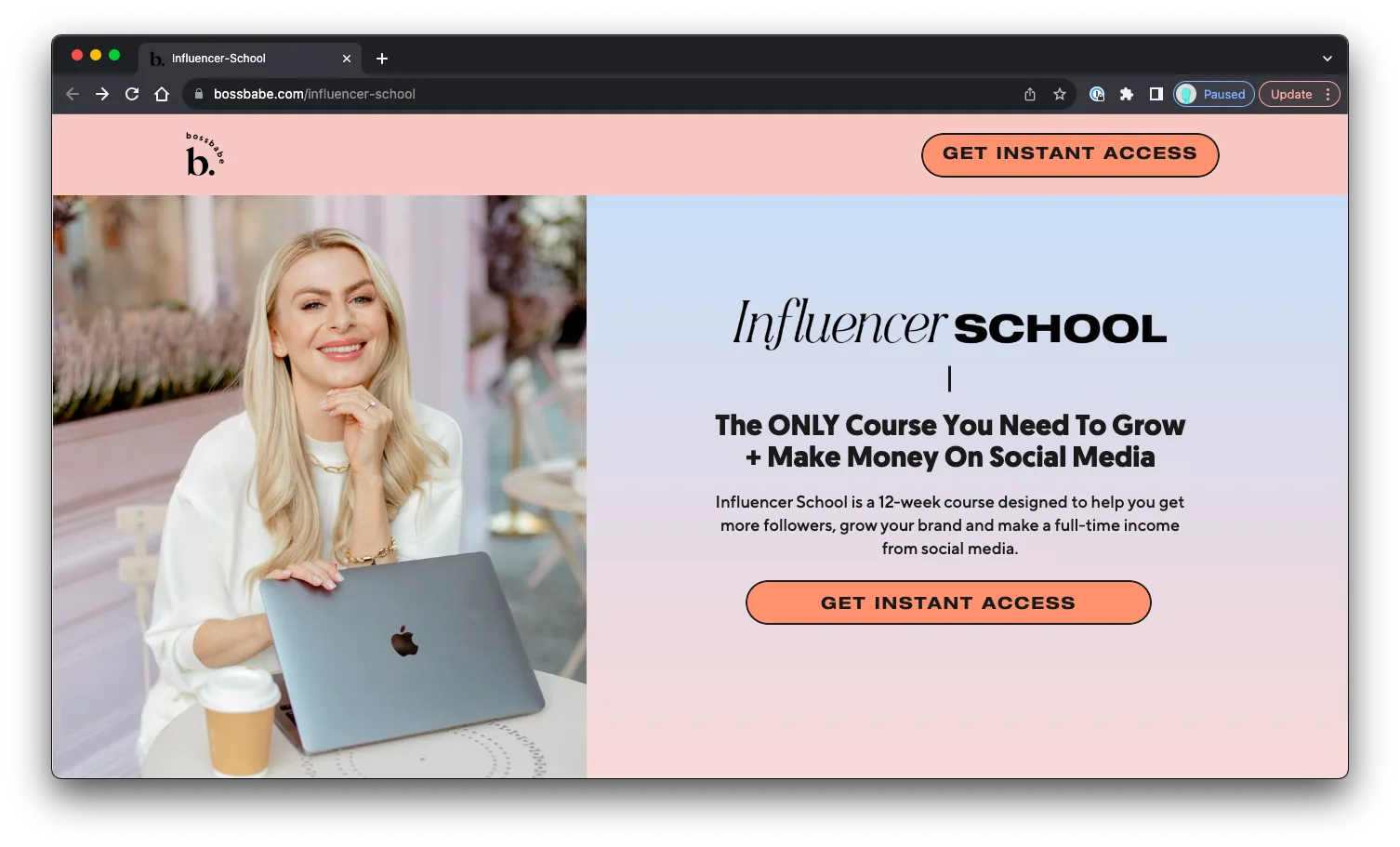 Influencer School: Sales Page Preview