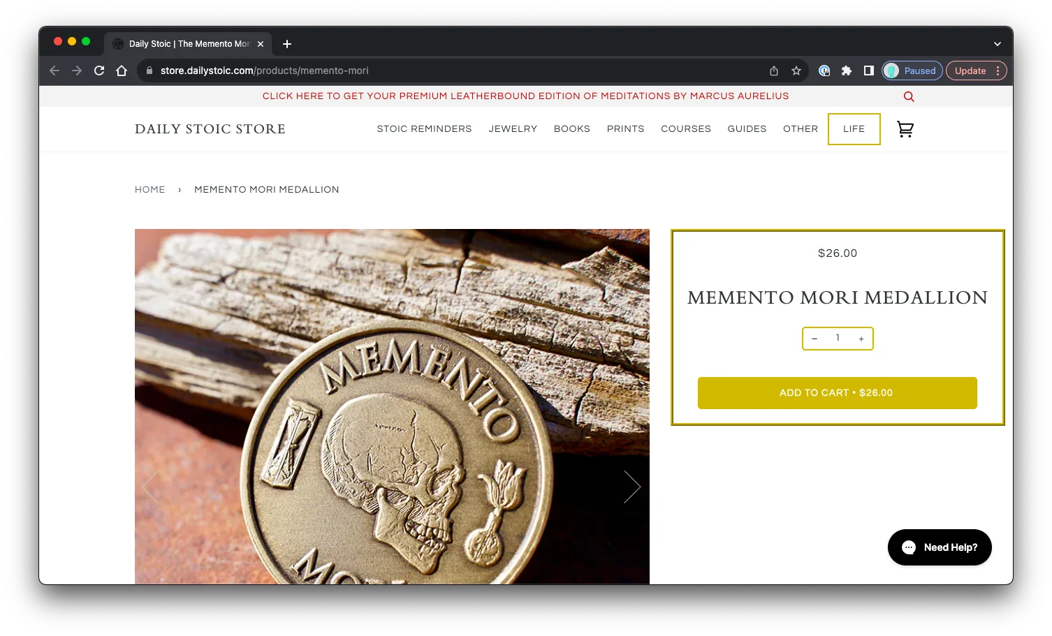 Memento Mori Medallion: Sales Page Preview
