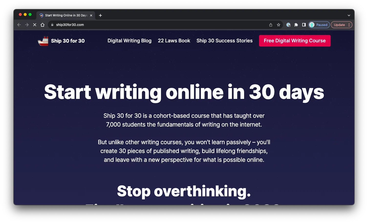 Ship 30 for 30: Sales Page Preview