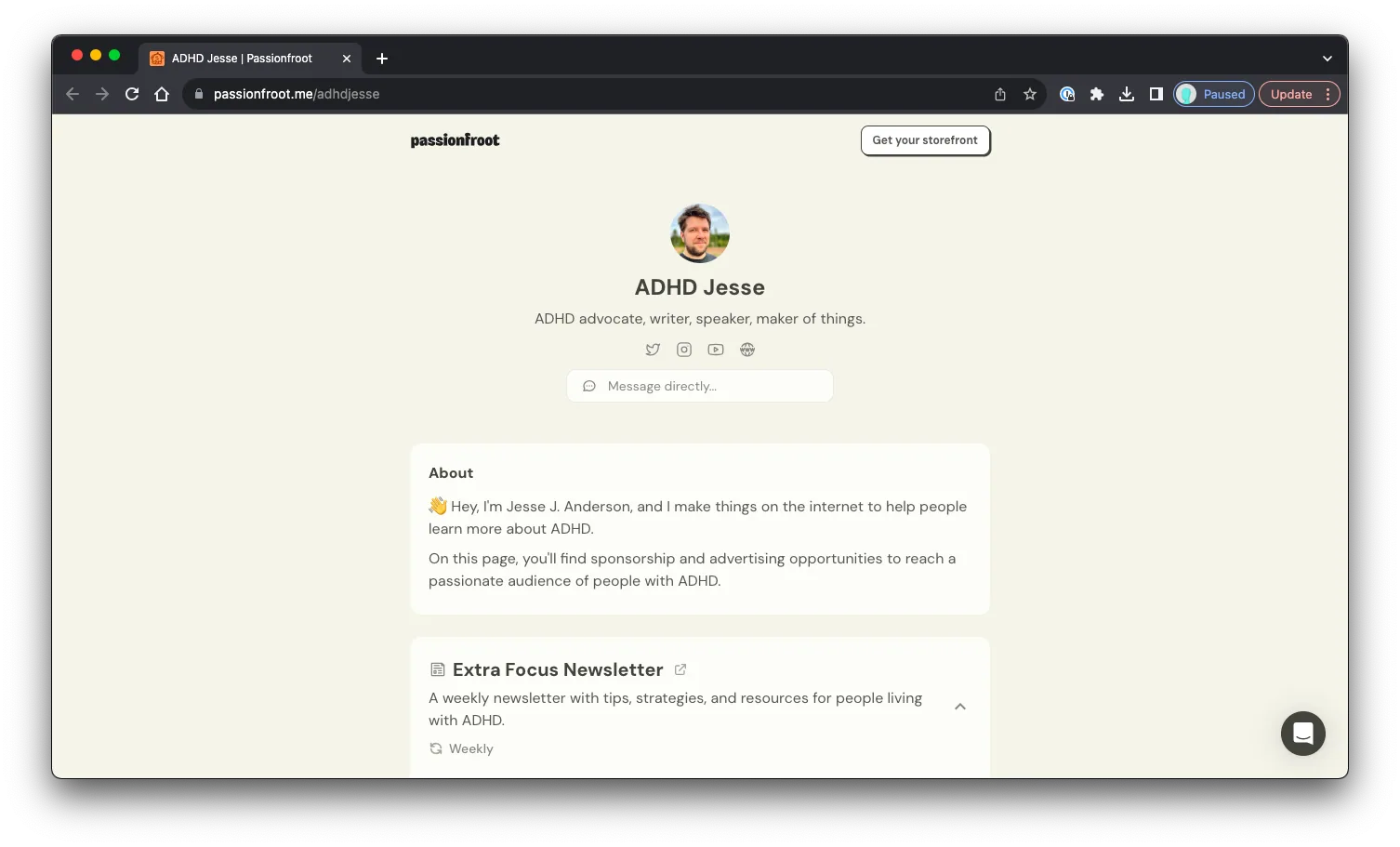 Sponsor ADHD Jesse: Sales Page Preview
