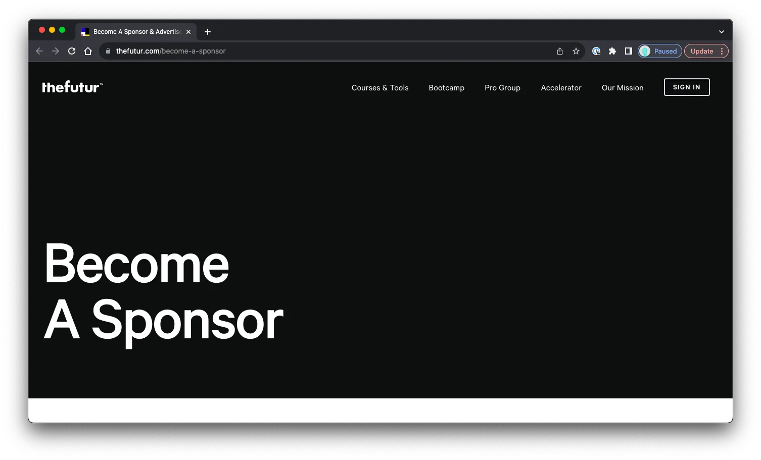 Sponsor The Futur: Sales Page Preview