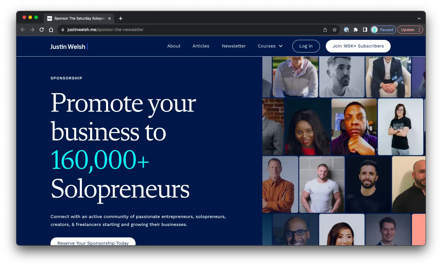 Sponsor The Saturday Solopreneur: Sales Page Preview