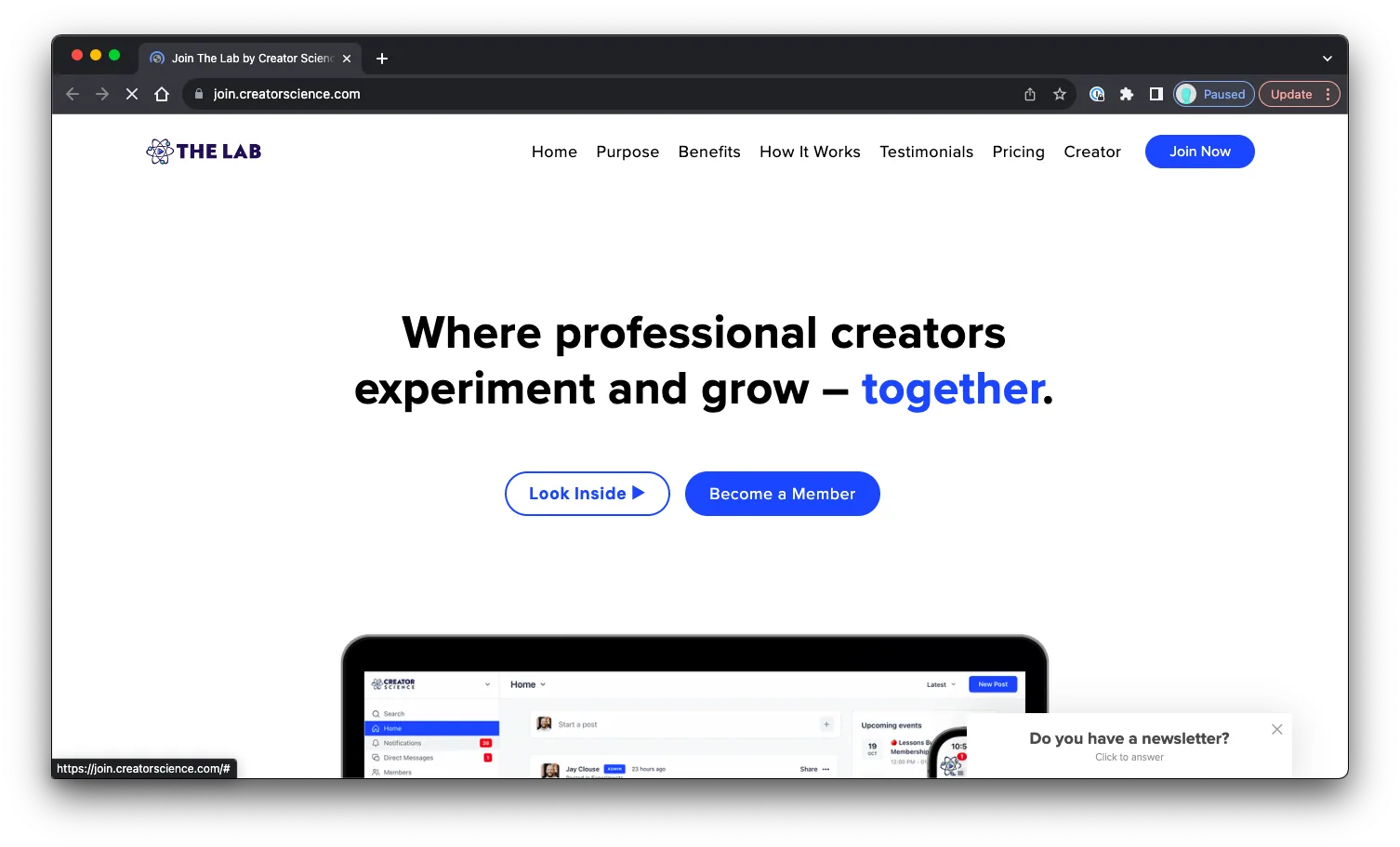 The Lab: Sales Page Preview
