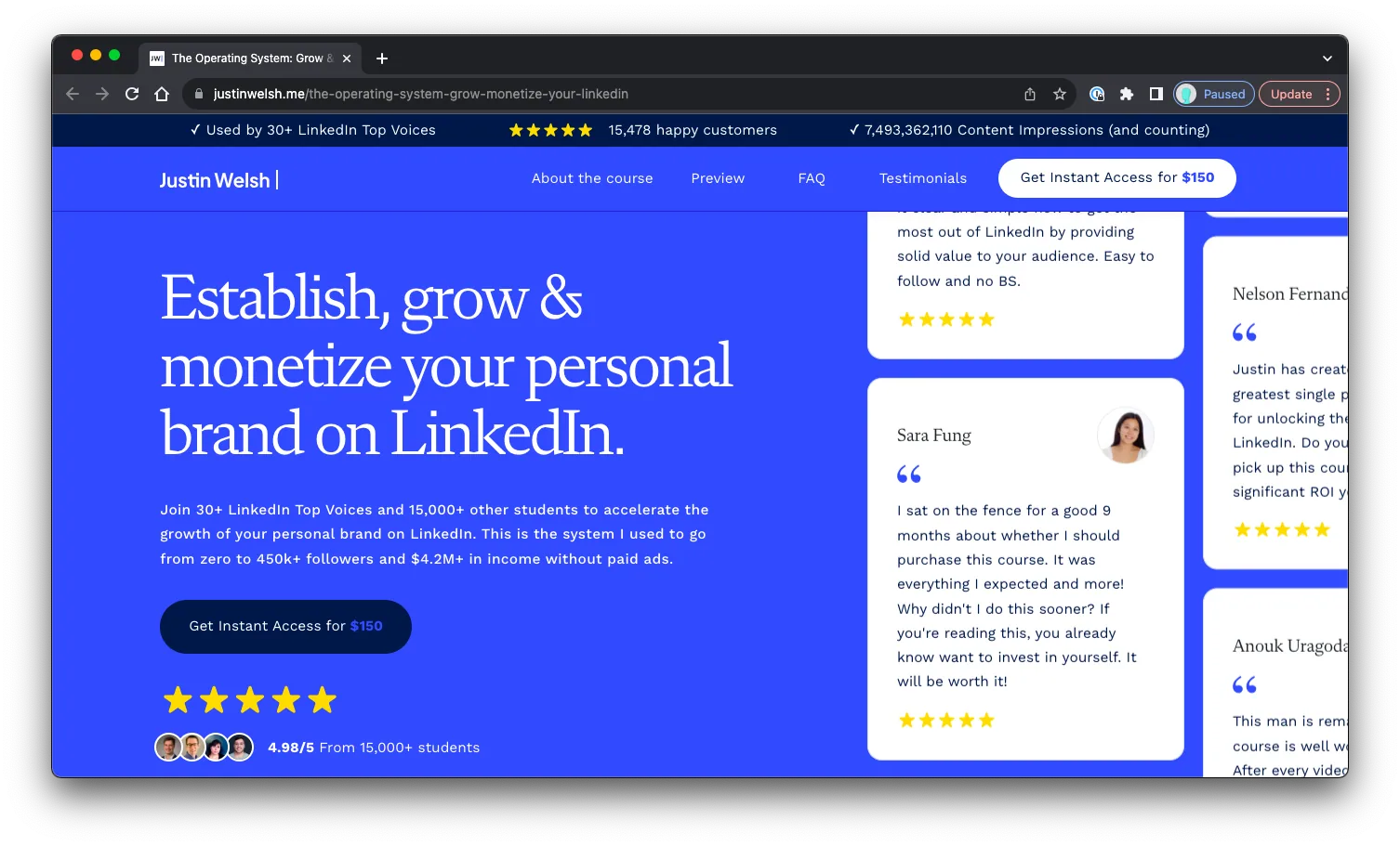 The Operating System (Grow & Monetize Your LinkedIn): Sales Page Preview