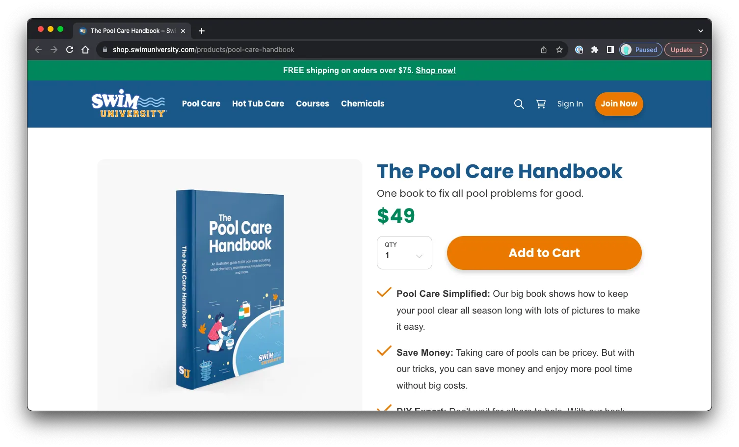 The Pool Care Handbook: Sales Page Preview