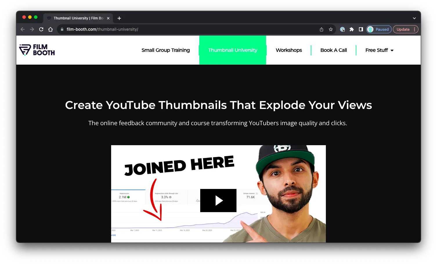 Thumbnail University: Sales Page Preview