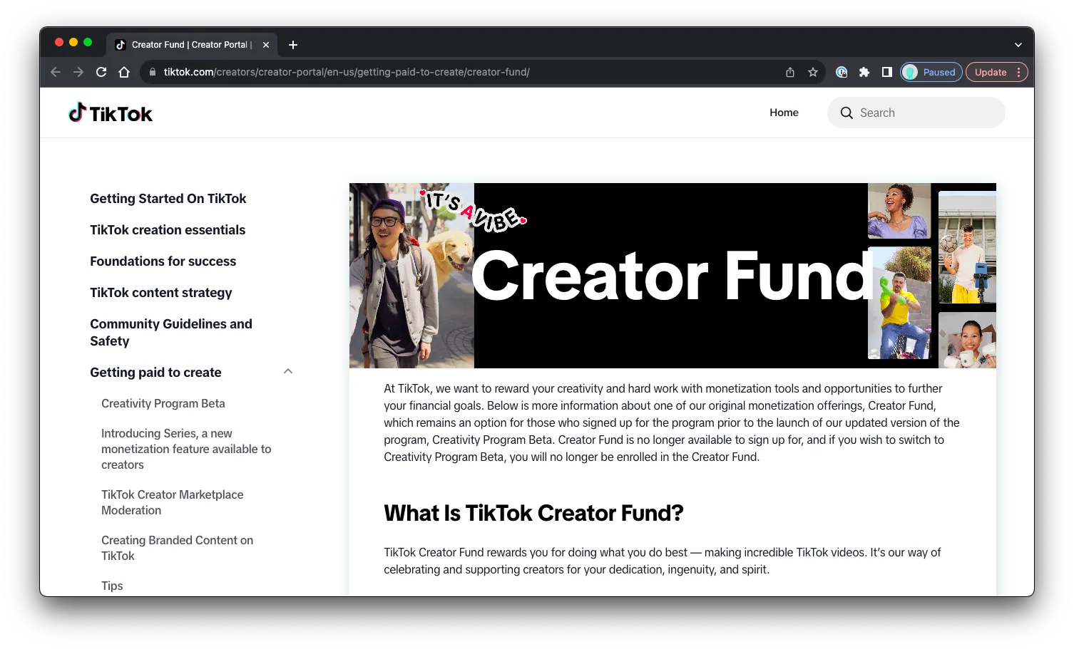 TikTok Creator Fund: Sales Page Preview