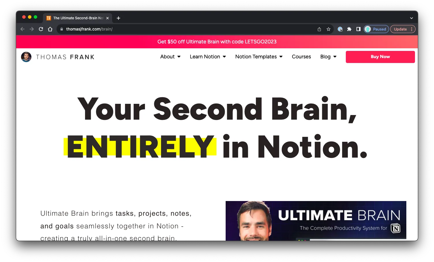 Ultimate Brain: Sales Page Preview
