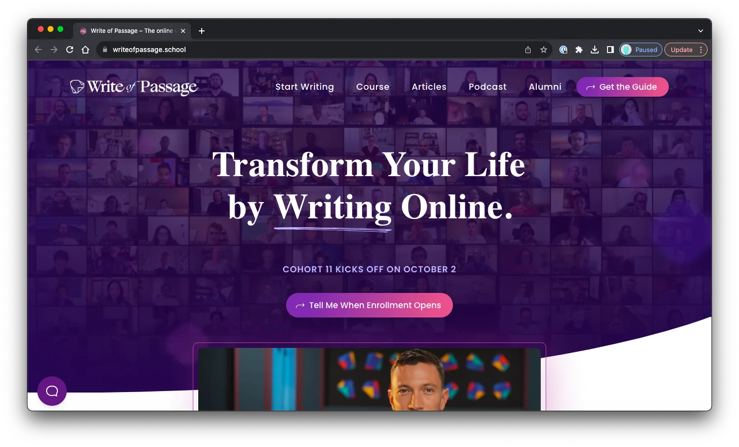 Write of Passage: Sales Page Preview