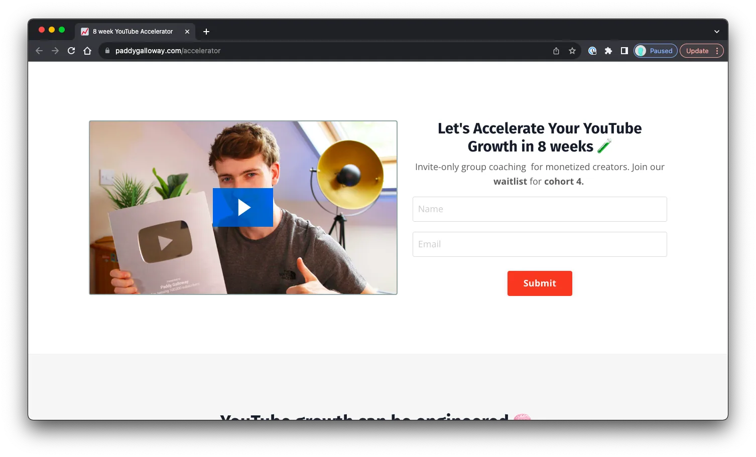 YouTube Accelerator: Sales Page Preview