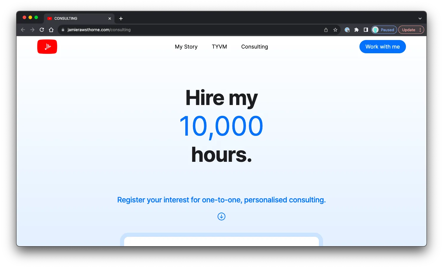 YouTube Consulting: Sales Page Preview